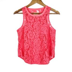 CHASER Pink Floral Lace Sleeveless Tank Top, XS